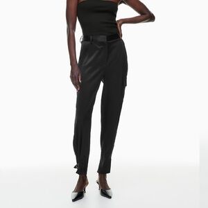 Aritzia Babaton Black Refined Satin Cargo Pant Size 4